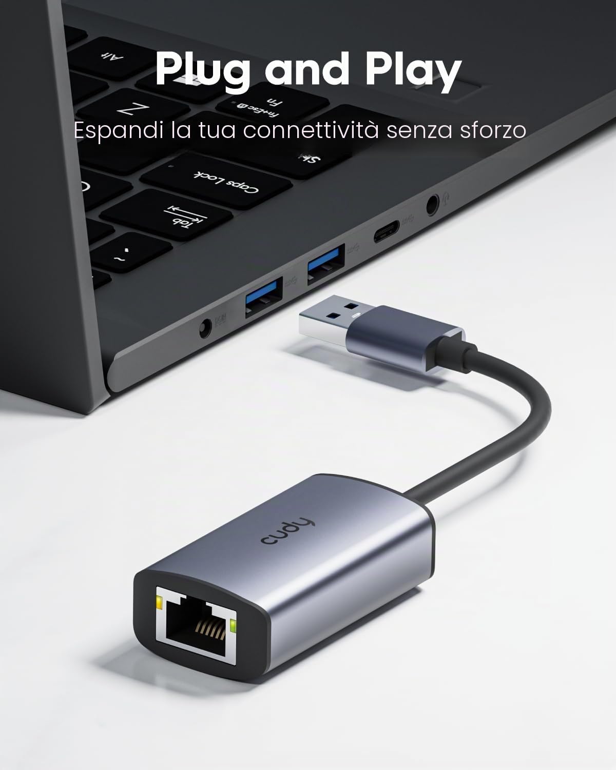Cudy Adattatore Ethernet USB-A Gigabit USB 3.0 LAN RJ45 alluminio senza driver UE10A