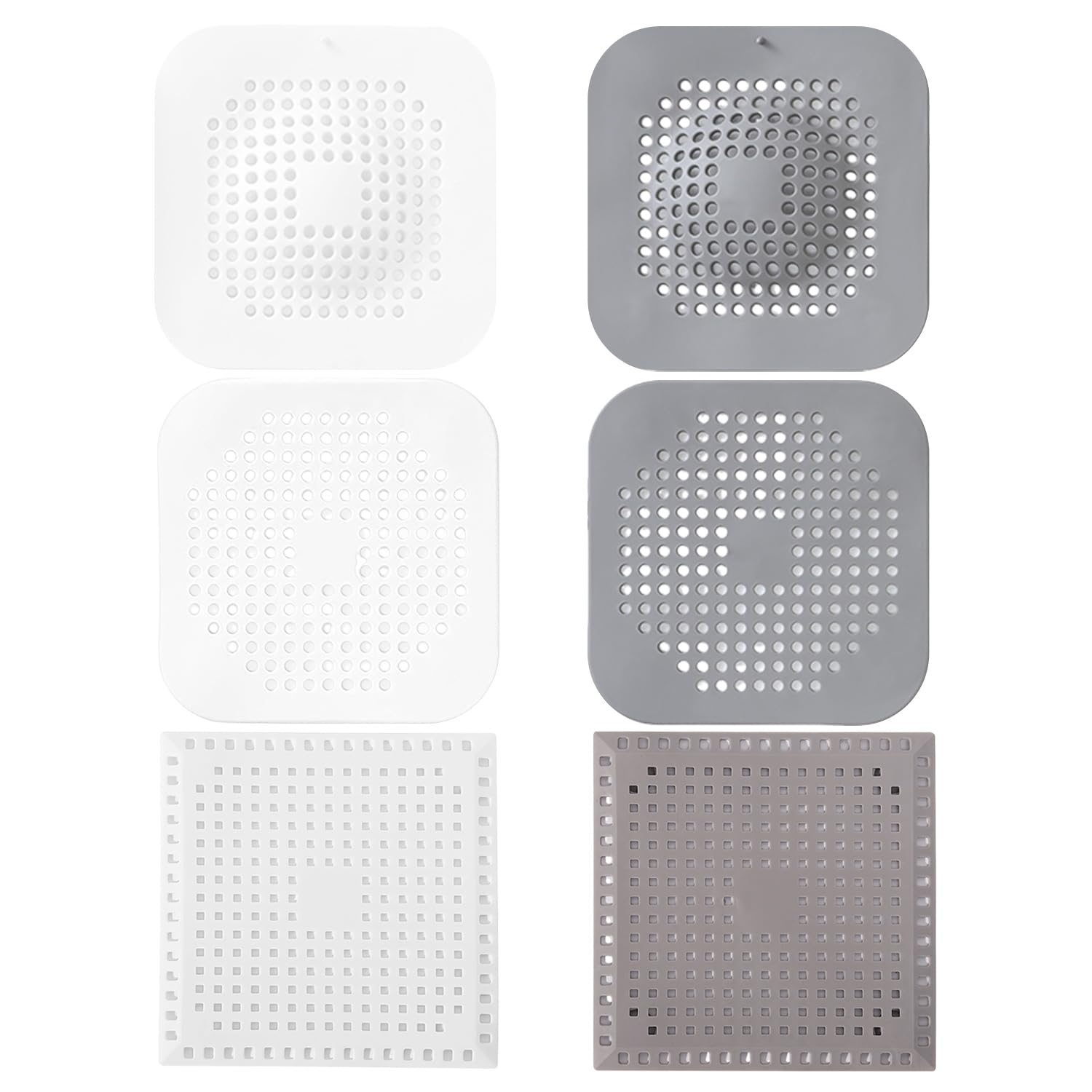 Cynosuretech White 6 Pieces Floor Drain Net, Square Filter Net, Sink Anti-Clogging Filter, Suitable For Bathtubs, Sewer Outlets, Sinks