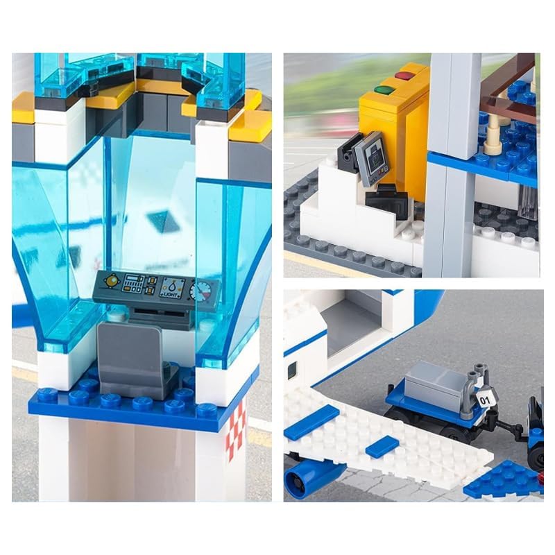 Image of SKY LINE OCEAN City Airplane Building Kit - 518+ PCS Airport Passenger Plane Set with LED Radar Tower & Baggage Truck, Creative Construction Toy for Kids 14+ | 5 Year Structural Warranty