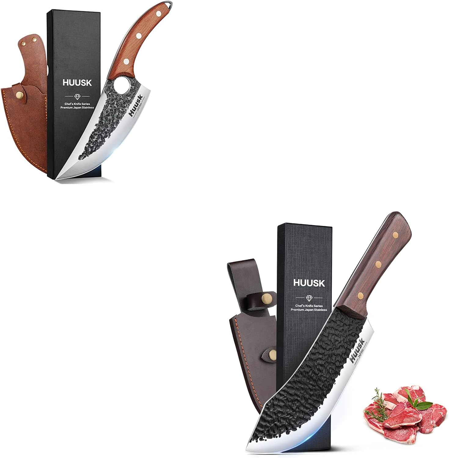 Huusk Knife Japan Kitchen Bundle with 7" Butcher Knife for