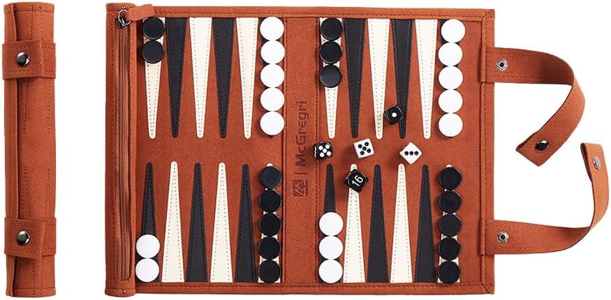 Backgammon Game Set - Roll up Board Games- Portable Travel Backgammon for Companion. Multiple Colors