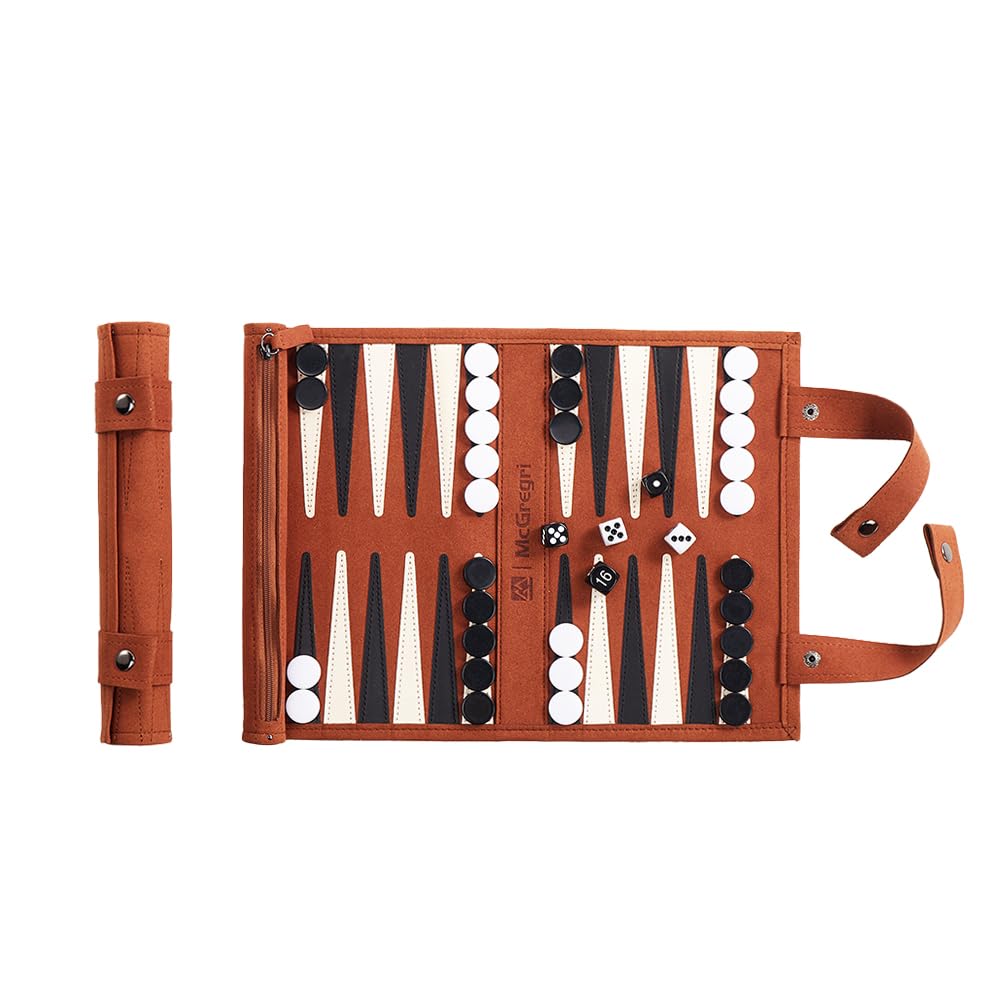 WE Games Tan Map Design Magnetic Backgammon Set, Leatherette, Travel Size