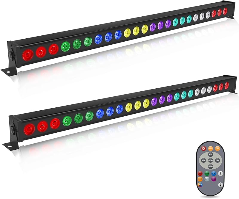 UKing RGB LED Falmosó Fénysáv 24x3W - Távirányítós DMX Diszkó Fényeffekt Szett, Zenére Villogó Színes Parti Világítás DJ Rendezvényekhez - 2
