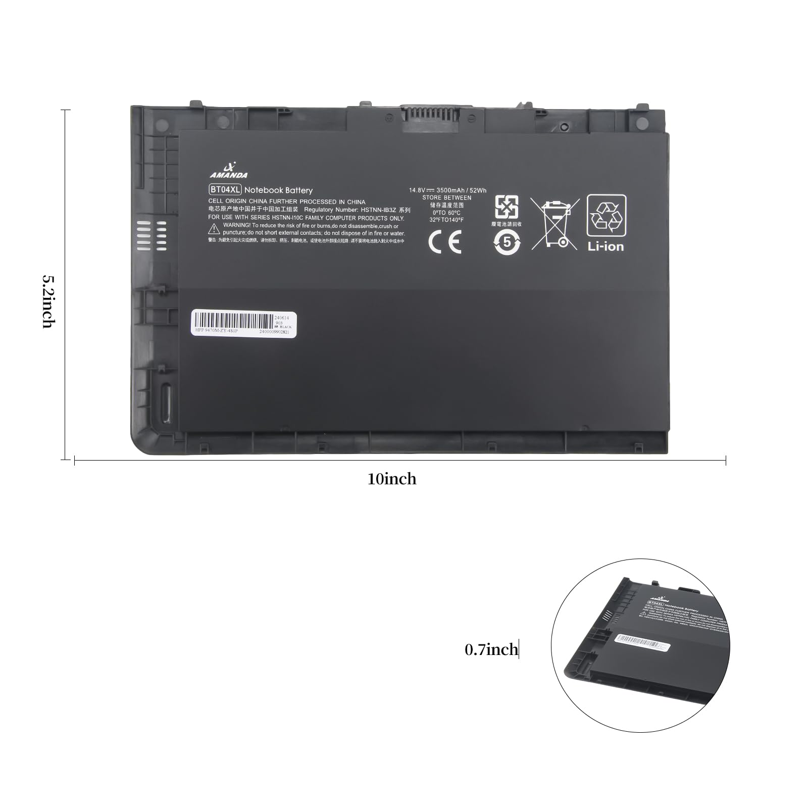 Amazon.com: A AMANDA BT04XL 9470M Notebook Battery for HP