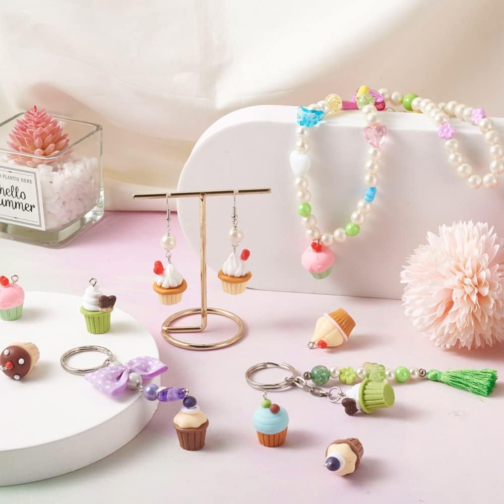 Beadthoven 36Pcs Cupcake Resin Charms Pendants 9 Styles Mixed Imitation Dessert Plastic Cake Charms Ice Cream Cake Dangle Beads with Loops for Halloween Christmas Jewelry Making Holiday Party Decoration Ornaments DIY Craft - Image 4