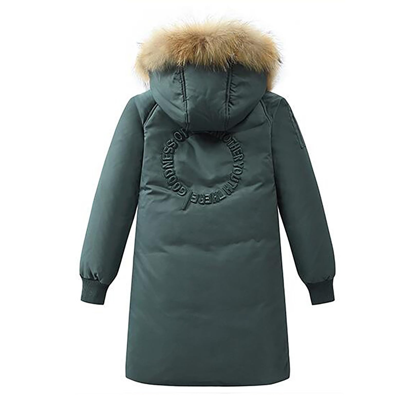 Piumino con cappuccio, unisex, per bambini, tinta unita, invernale, spesso, caldo, antivento, giacca sportiva (verde, 11-12 anni)