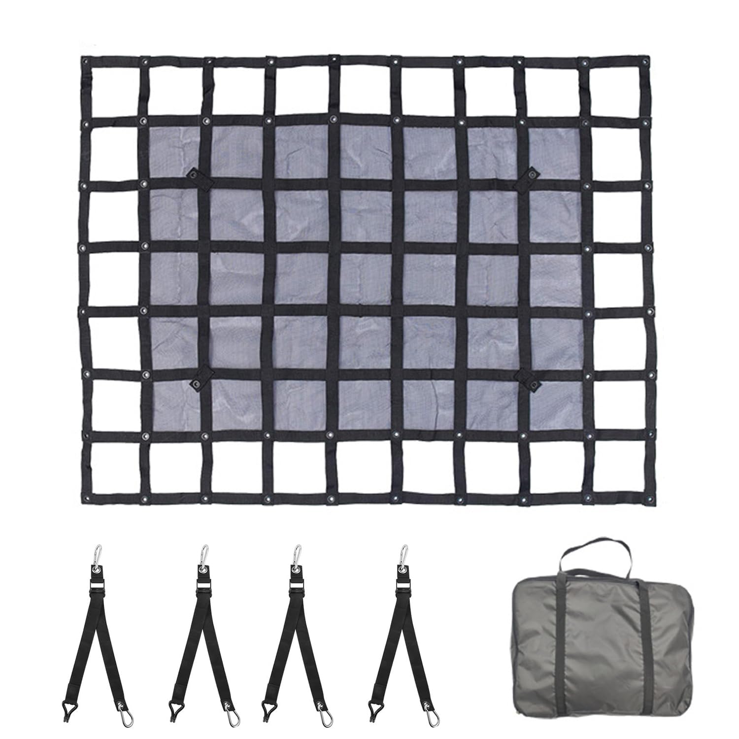 Frachtnetz,Netz für Anhänger,Verstellbar Frachtnetz Ladenetz Organizer,4 verstellbare Gurte,für Pickup,LKW,SUV,145x183cm