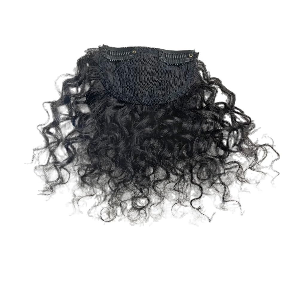 grzywka Krótkie kręcone grzywki ludzkie grzywki dla czarnych kobiet klipsy w brazylijskich doczepach Stylizacja(Natural Black)