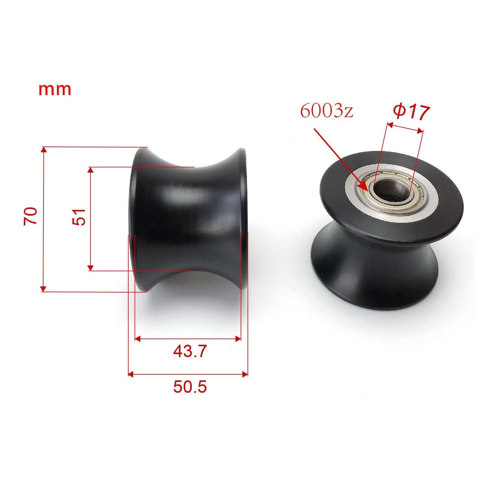 Elliptische Beinrolle, Führungsrolle, 70 x 51 x 17 mm, hochfester Kunststoff, Ersatzteil für Heim-Fitnessstudio, Ellipsentrainer und Fitnessbikes