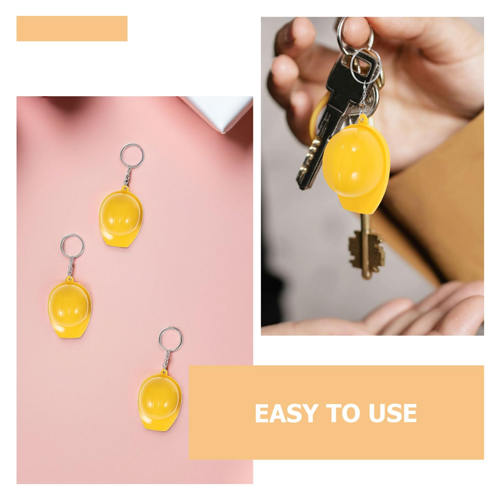 Uonlytech 100 Llaveros Miniatura de Sombrero de Construcción Amarillo, Diseño Realista de Casco de Seguridad, Material de Aleación de Zinc y Plástico, Ideales para Fiestas y Actividades