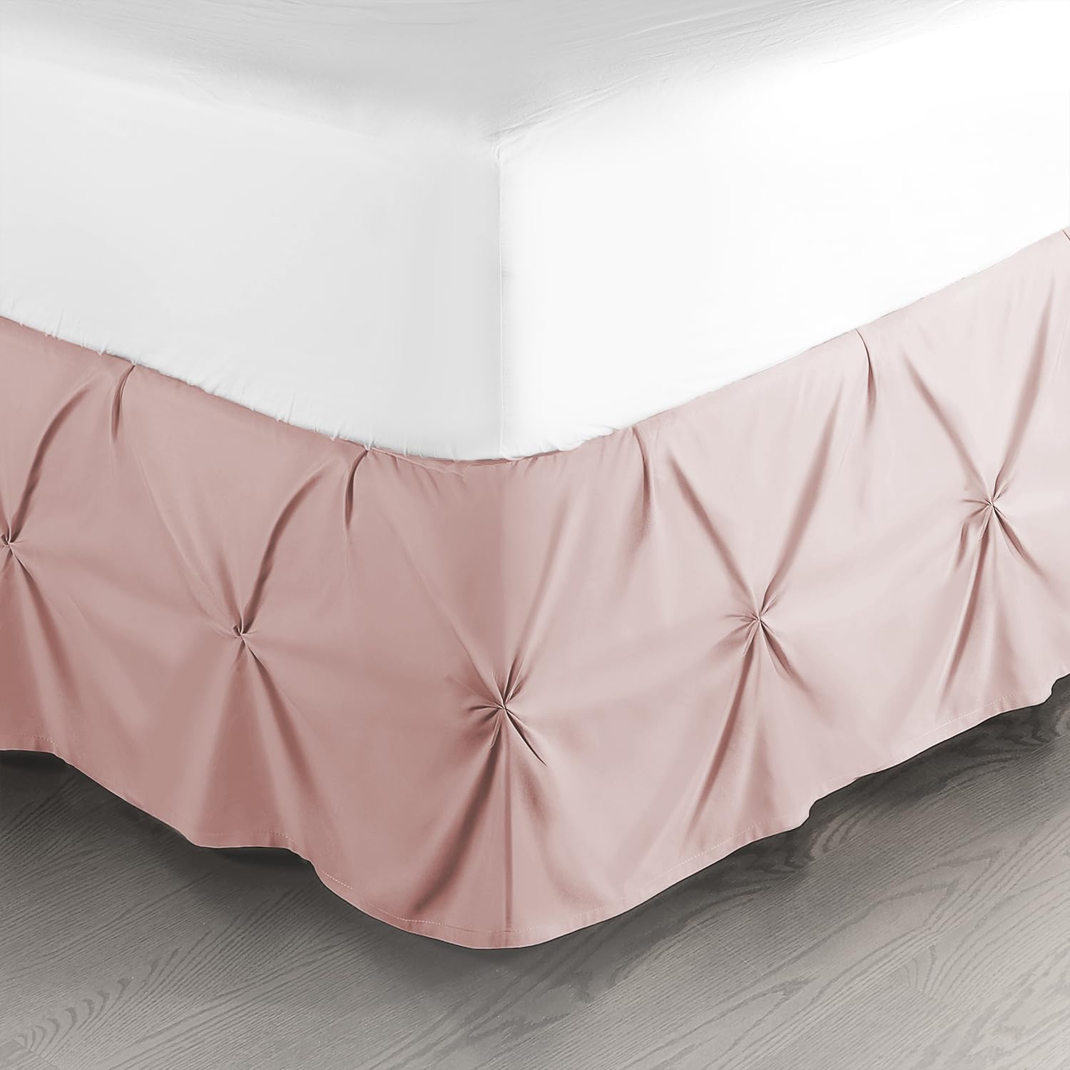 Nestl Blush Pink Bed Skirt Cal King Size, Pinch Pleat Cal King Bed Skirt, 14" Inch Drop Cal King Bedskirt, Hotel Quality Bed Skirts, Microfiber Bedskirt for Cal King Bed, Blush Pink Cal King Bed Skirt