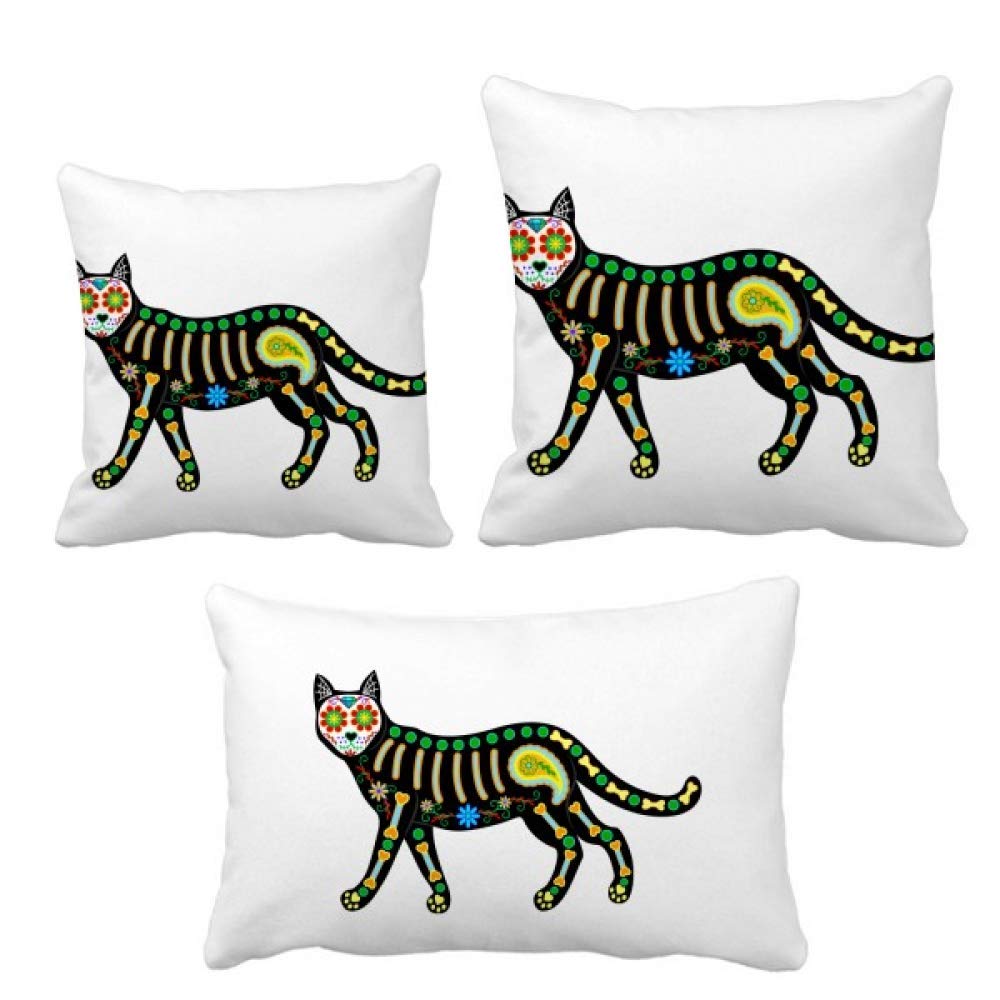 Coussin cœur en os chat noir pour votre déco de salon Halloween