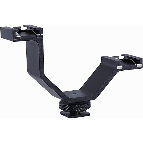 Movo HVA20 DSLR Camera Dual Cold Shoe Mount Bracket for Lights, Monitors, Microphones and other Camera Accessories