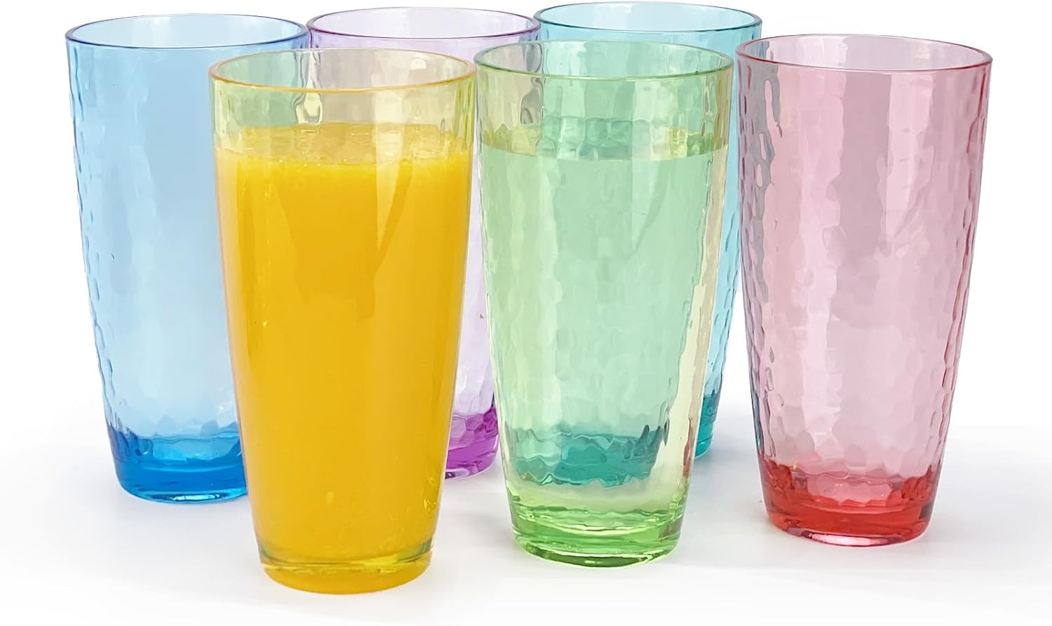 Set of 6 Acrylic Glasses Plastic Tumbler,Drinking Cups for Home Party Indoor Outdoor Use,Dishwaher Safe and BPA Free,26 Ounce (Multi color)