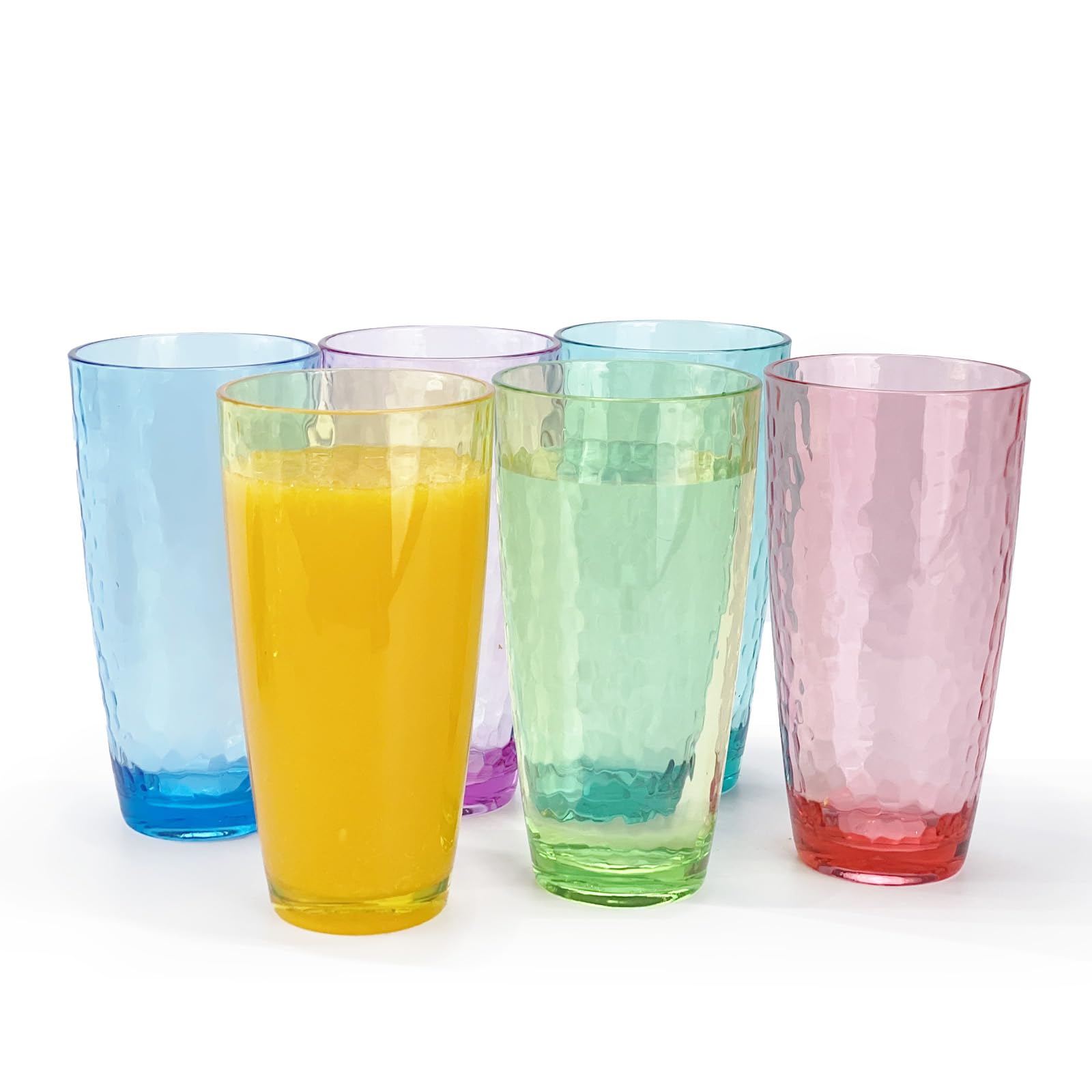 Haimenlite Set of 6 Multi color Acrylic Glasses Plastic Tumbler,Drinking Cups for Home Party Indoor Outdoor Use,Dishwaher Safe and BPA Free (26 Ounce)