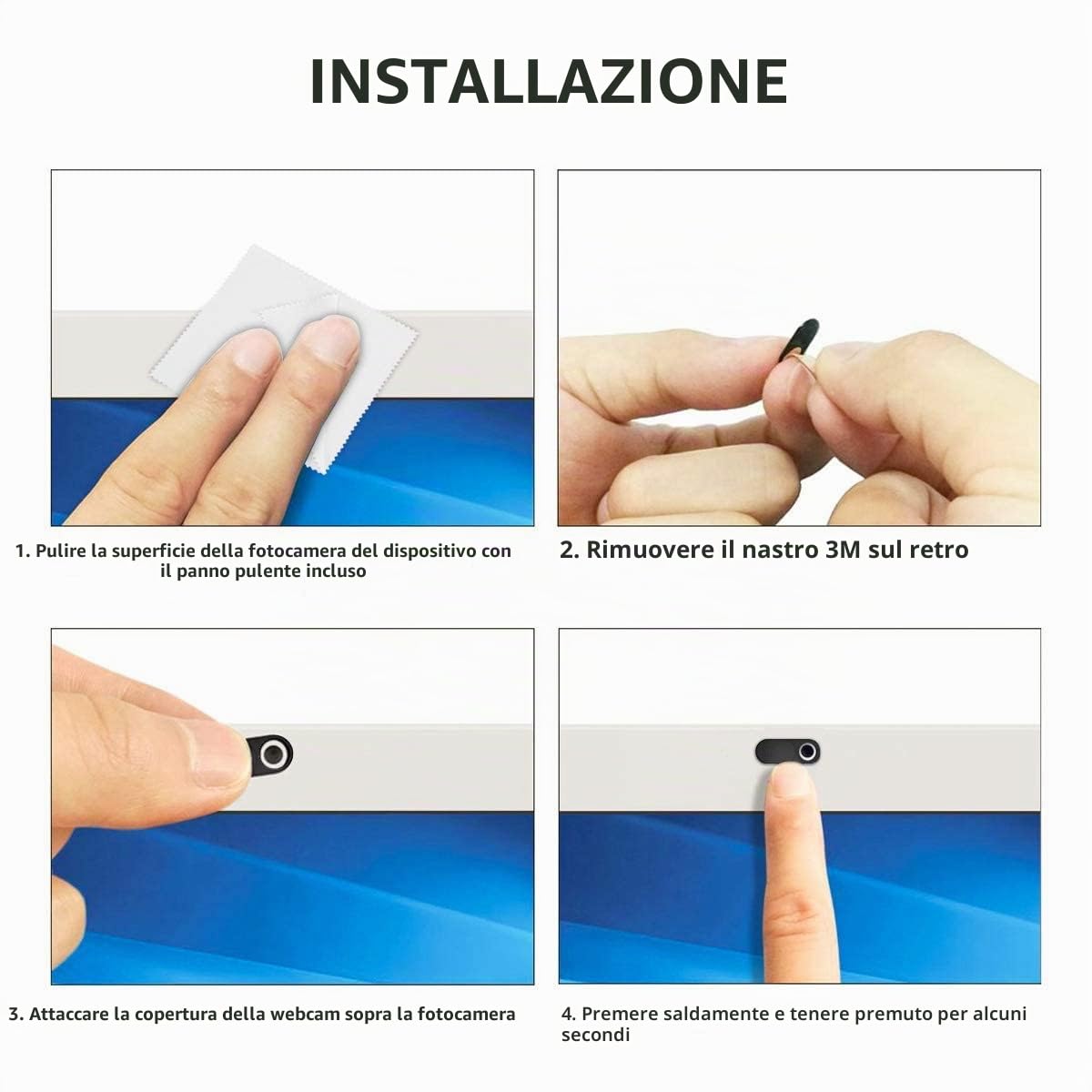 Copri Webcam Ultra-sottile per Laptop, iMac, MacBook Pro, Nero (6 Pezzi)