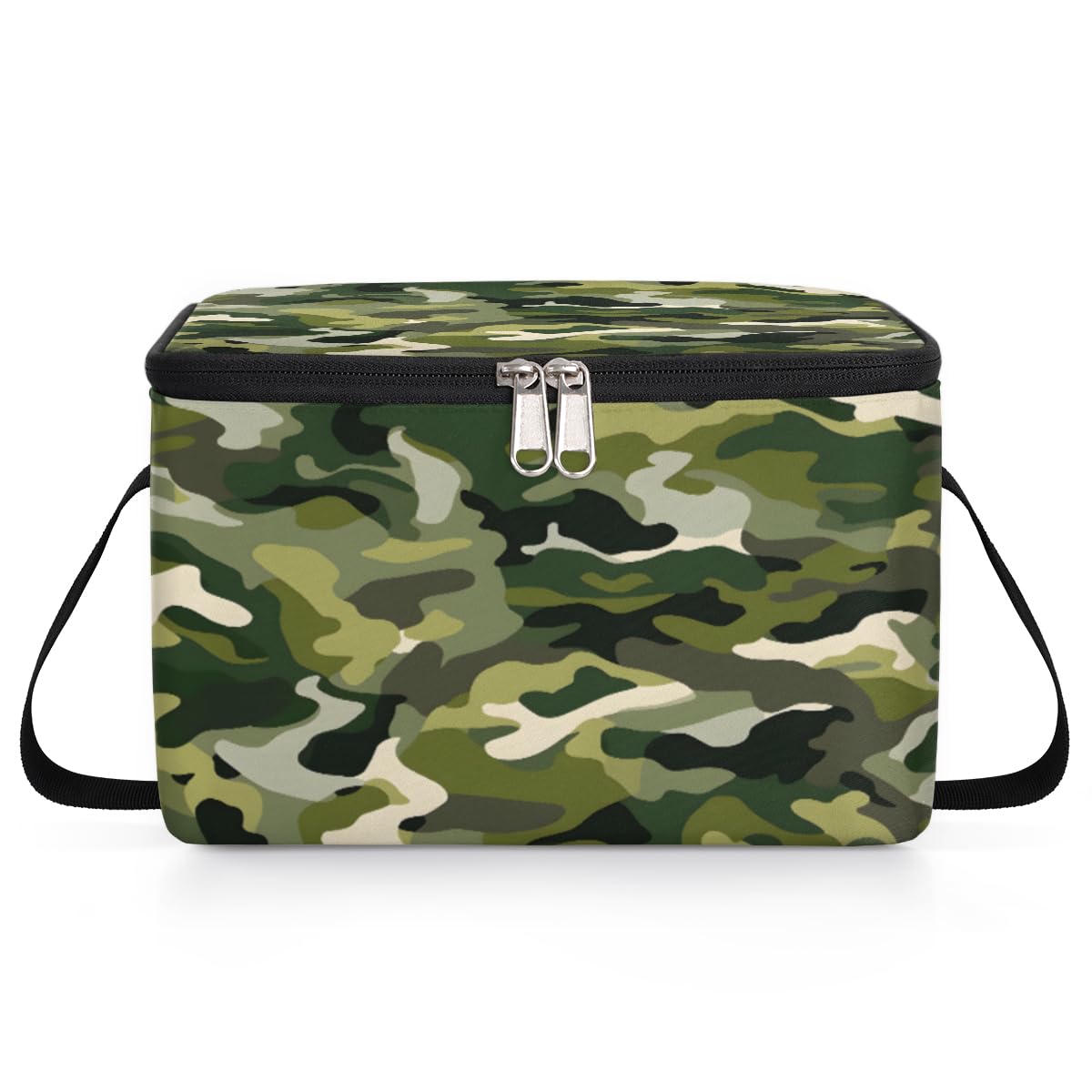 Army Camouflage Lunch Bags for Women Men 9 Cans, Hot & Cold Food Delivery Bag Insulated Grocery Bag Insulated Lunch Box Fashion Camo Green Cooler Bag for Office Work Picnic Beach