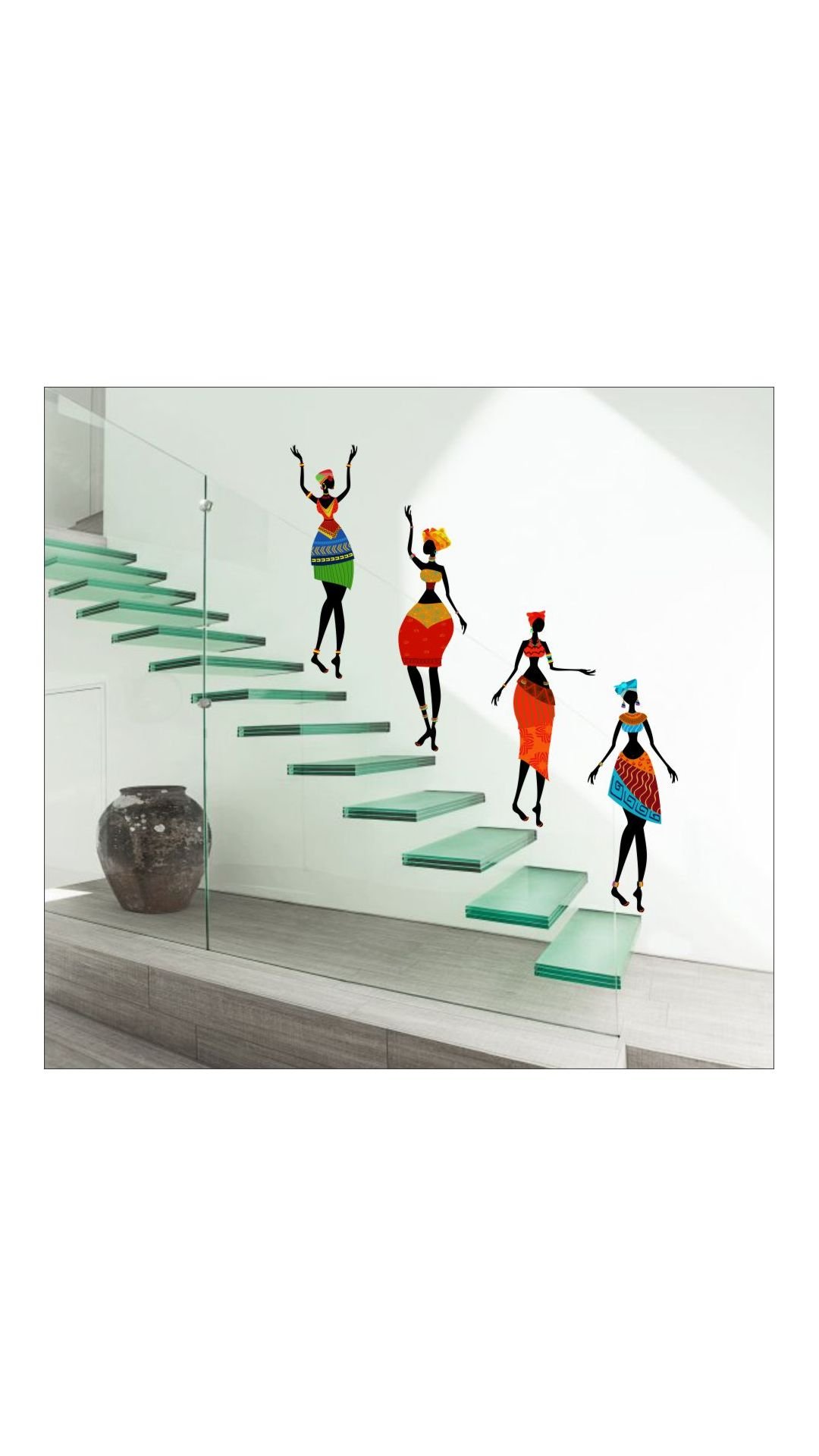 ESP Creation African Dancing Lady Mulitcolor Removable Decor Mural Wall Stickers Decal Mural Wall Stickers Decal