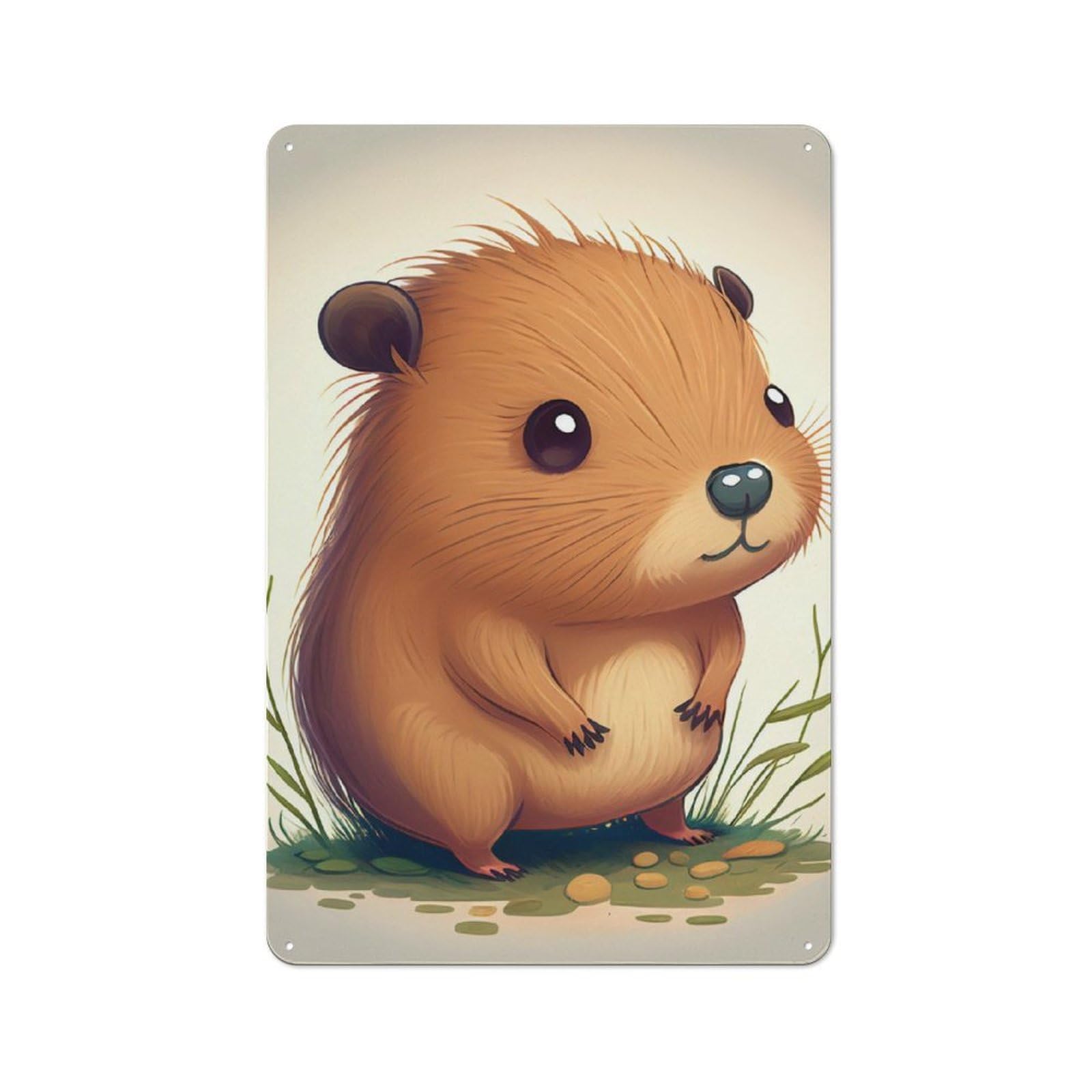 Junmoney Capybara Animal Cute Vintage-Inspired Tin Sign 30X20cm For Garage Or Workshop, For Garage, Workshop And Man Cave Decoration