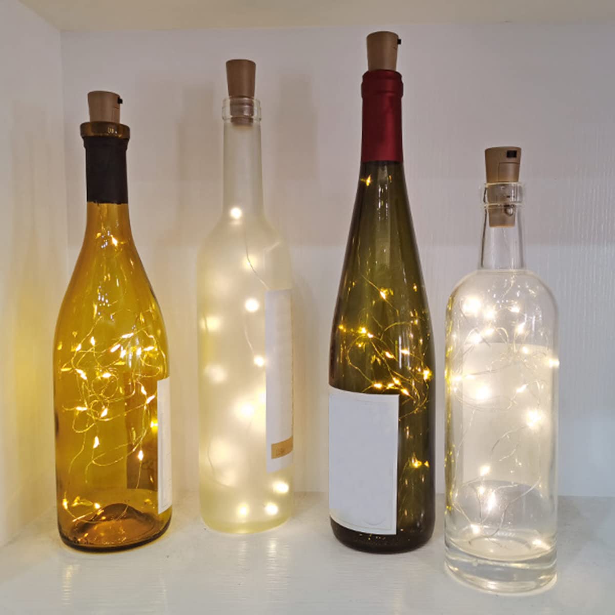 TINYOUTH - 8 luci a bottiglia, a batteria, con 20 tappi di sughero a LED, per feste, matrimoni, Natale moderno 8 x luci colorate per bottiglie AA a batteria