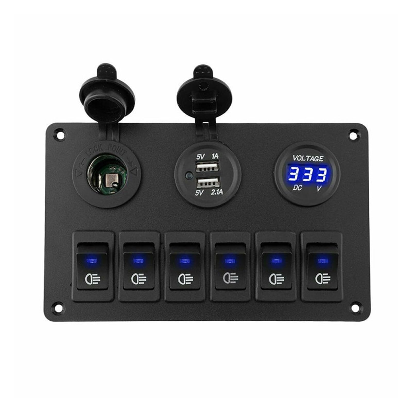 Panel de Interruptor LED for Coche de 6 dígitos, disyuntor de 12V y 24V, protección contra sobrecarga, Conjunto de Panel de Control de Interruptor basculante for Barco, 1 Uds.