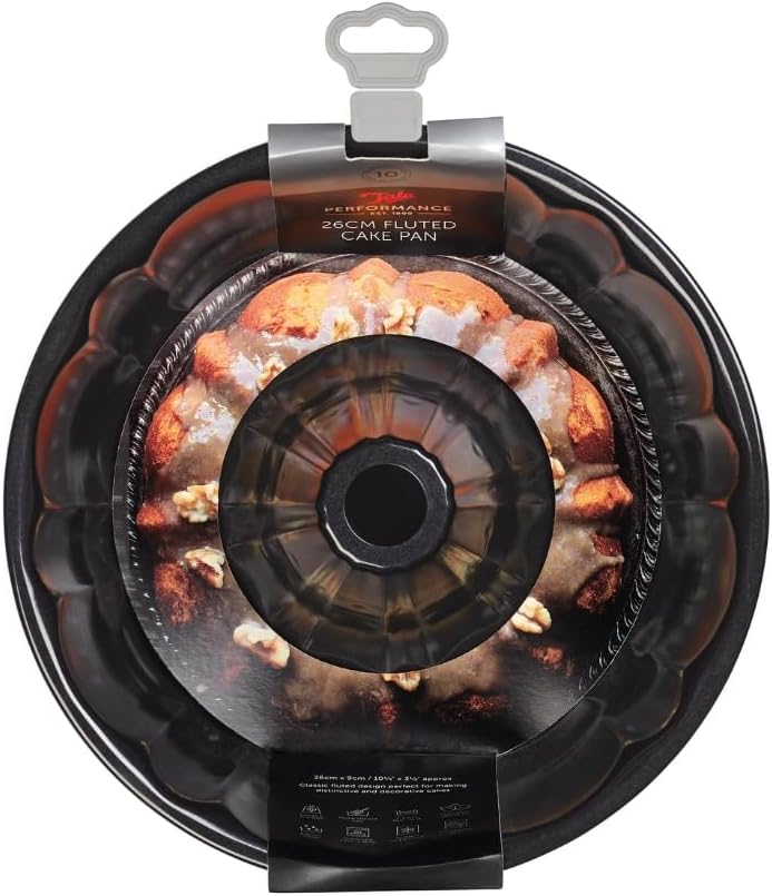 Tala 10A31457 Performance Fluted Cake Tin, Carbon Steel, Black