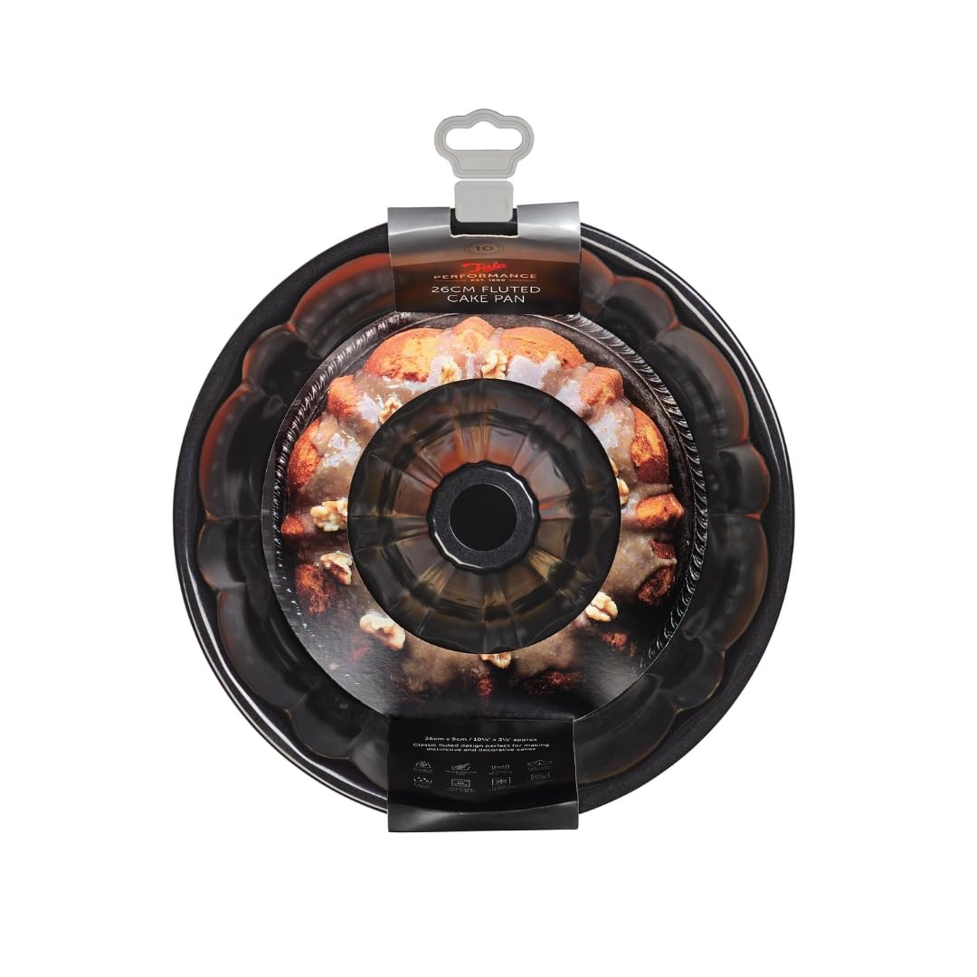 Tala10A31457 Performance Fluted Cake Tin, Carbon Steel, Black