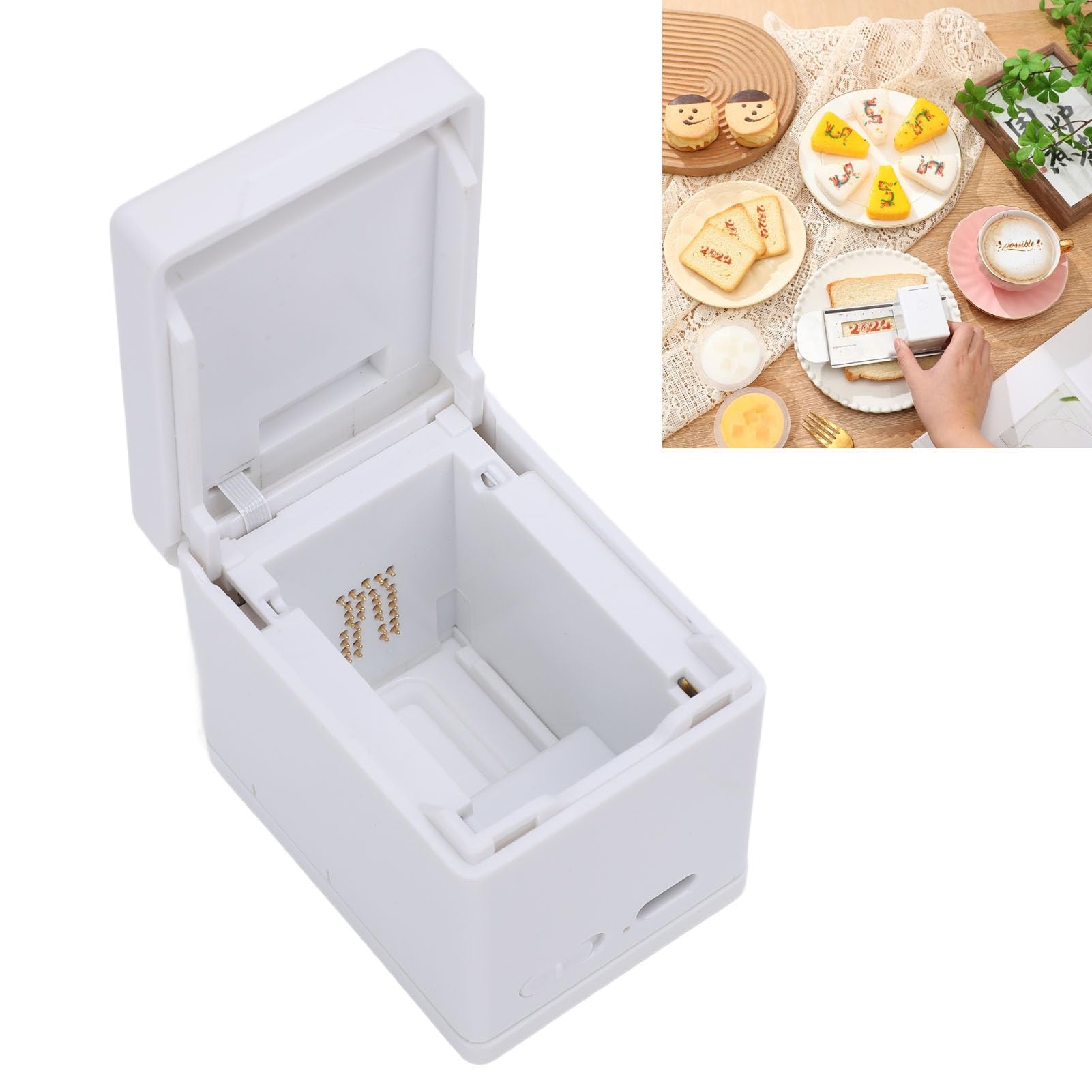 Generic Penna per Stampa Alimentare Portatile, Mini Stampante Portatile per caffè, Stampante per Disegni Personalizzati per Torte, Bevande e Biscotti con Supporto APP WiFi