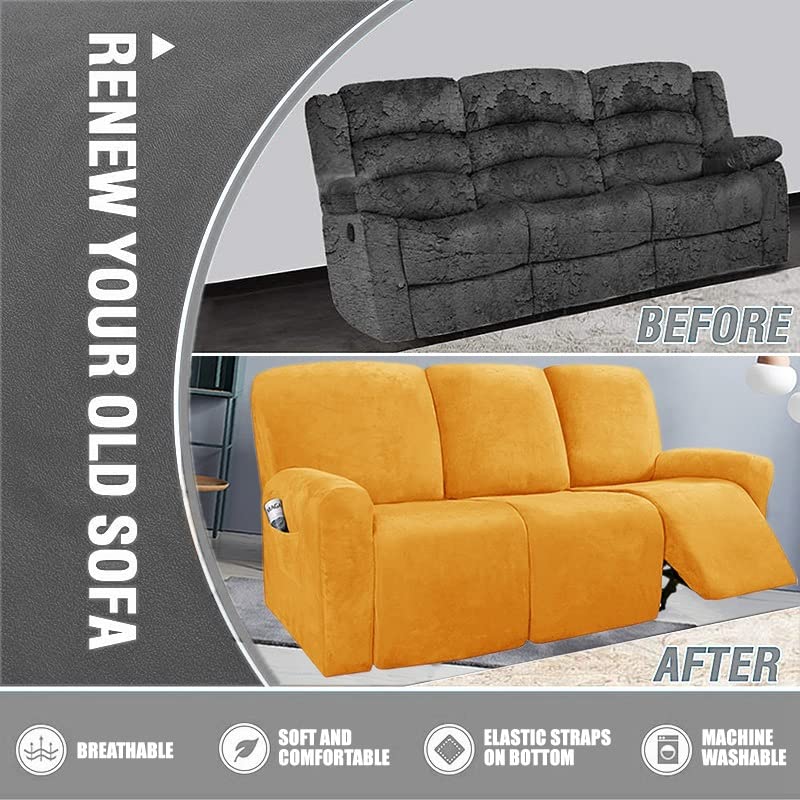 Housse fauteuil relax 3 places extensible pour rénover un canapé
