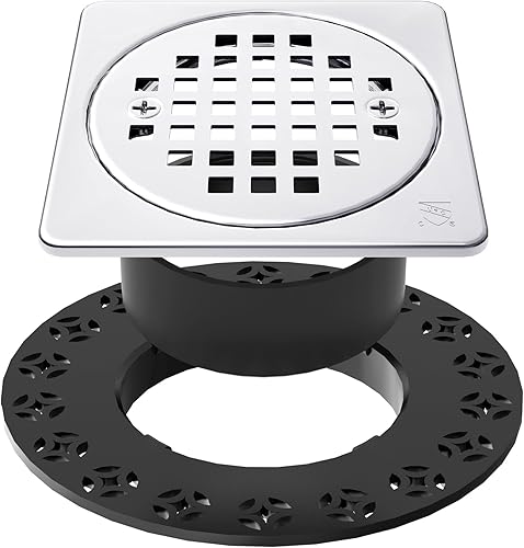 Kit de rejilla de drenaje de 4 pulgadas compatible con brida de drenaje Schluter Kerdi, incluye juego de rejilla de drenaje, collar de ajuste de