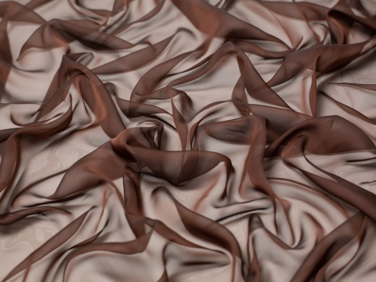 Minerva Core Range Cationic Sheer Chiffon Fabric Brown - Lightweight & Suitable for Dressmaking - Approx Width: 145cm / 58" - Sold per metre