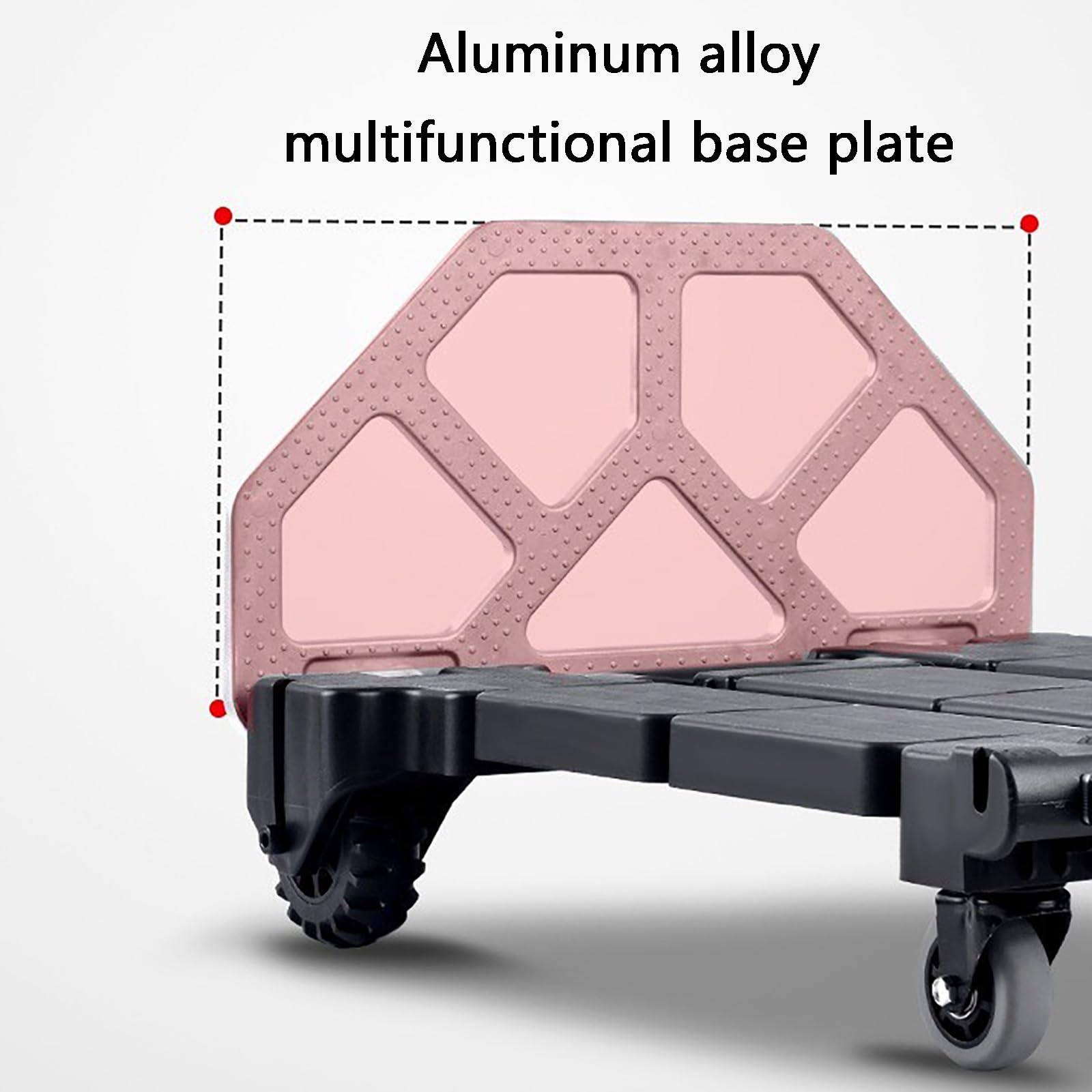 Carro de Plataforma con Ruedas, Carretilla Manual Plegable, Capacidad de Carga 100 Kg, Barra de Tracción Oculta de Aleación de Aluminio, para Compras, Mudanzas, Camping