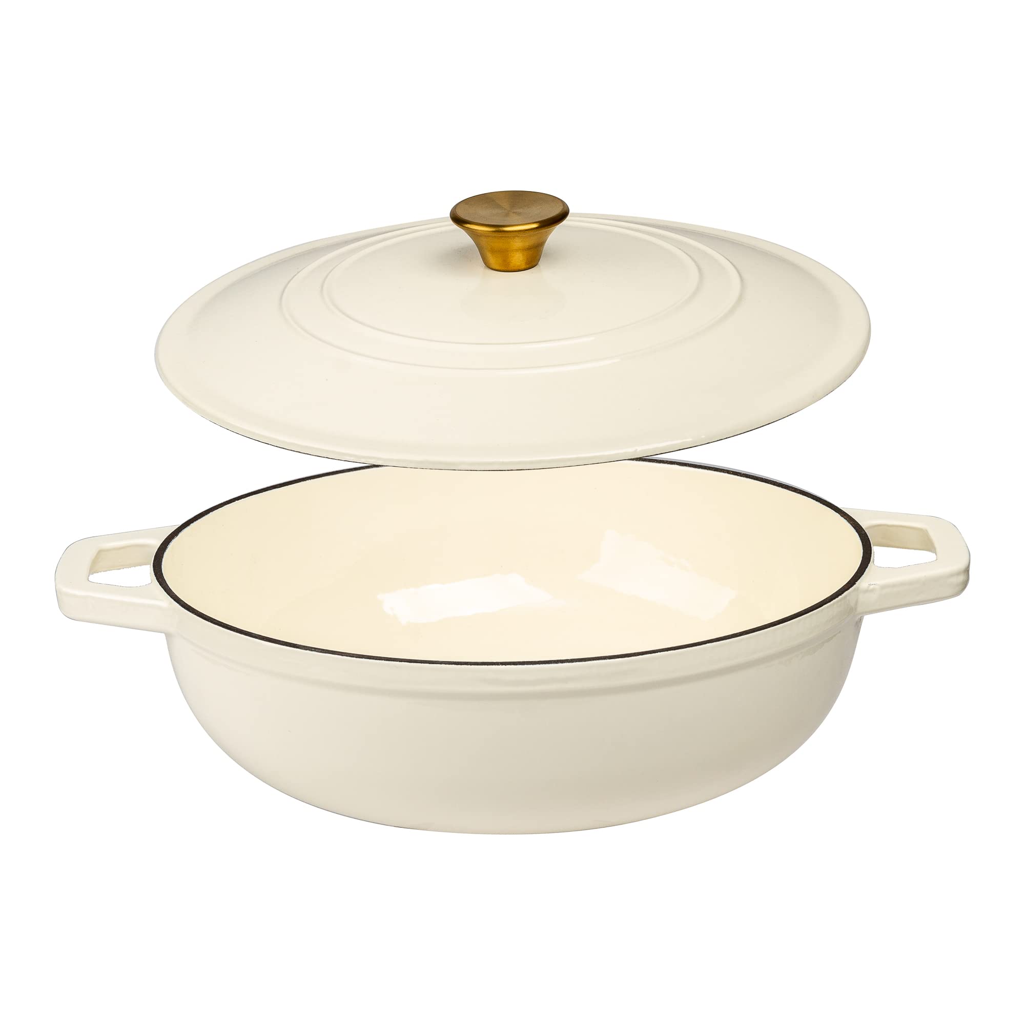 Ghisa - Smalto Olandese Forno Crema poco profonda-5QT (30 cm)