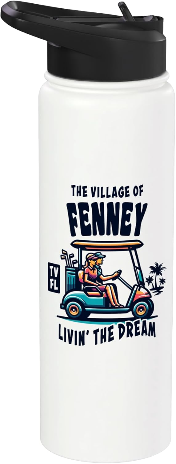 The Village of Fenney Golf Cart Design Stainless Steel Insulated Water Bottle