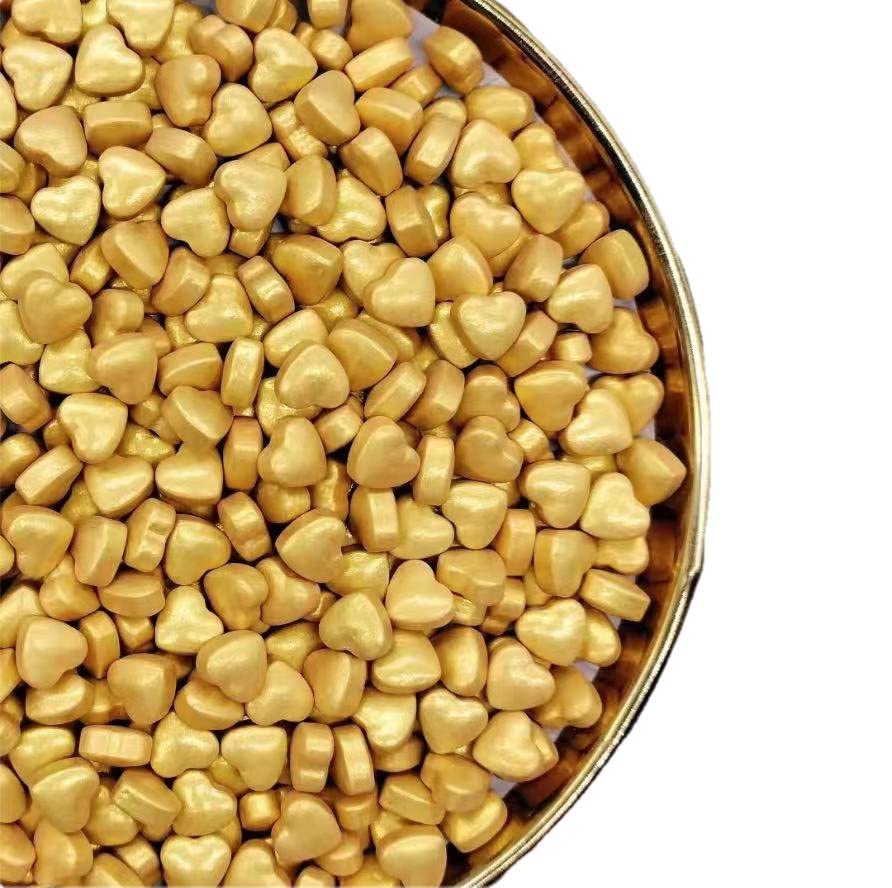 NIPEOR Christmas Gold Heart Sprinkles, Edible Pearl Sprinkles 130g/4.6oz, Gold Sugar Pearls & Candy Sprinkles for Cake, Cupcake, Cookie & Dessert Decorating, Wedding, Valentine’s Day, Holiday & Birthday Baking Toppers