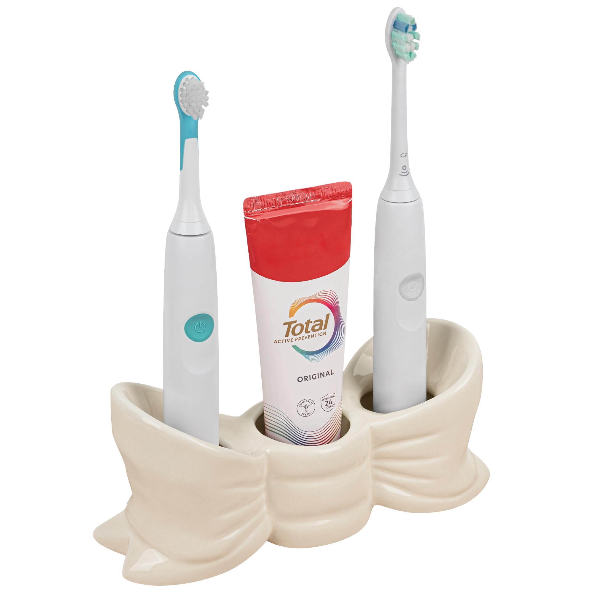 Support brosse à dents électrique en céramique blanche avec nœud papillon Linkidea