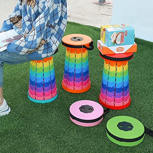 Xuxinpai Folding Stool For Outside Camping Stool Foldable Collapsible Stool Telescopic Stool Outdoors Portable Stool For Hiking, Gardening, Queuing, Fishing, Bbq (Pink2) #TOP1