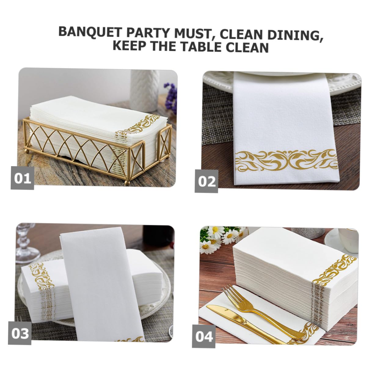 Einweg Tischservietten mit Staubfreier Funktion 40x30cm aus Papier 100 Stück Goldfarbene Luxuriöse Weiche Cocktailservietten für Party und Geburtstag