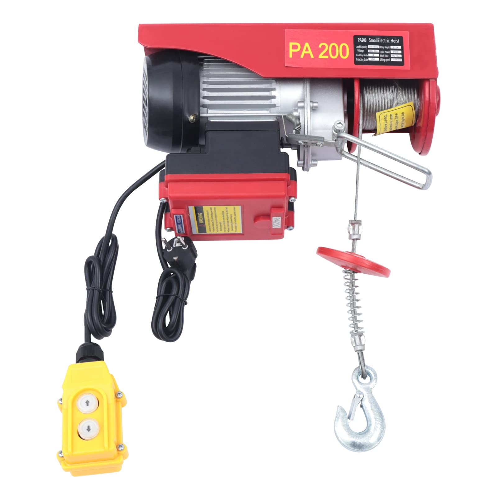 Verricello elettrico da 510 W, 100/200 kg, 10 M/min velocità di sollevamento, paranco a catena con interruttore e telecomando per fabbriche, banchine, magazzini, logistica