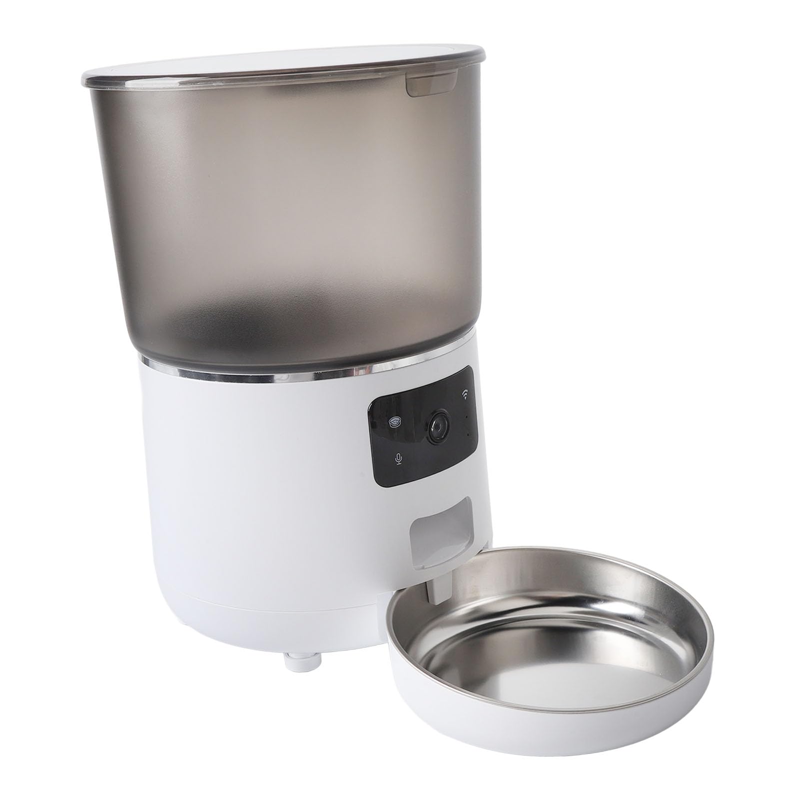 Mangiatoia automatica per animali domestici, 4 l, USB, senza fili, con timer, per gatti e cani, avvisi intelligenti per gli utenti 'app, in acciaio inox ABS, 1 cavo di ricarica (bianco)