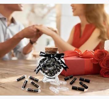 50 PCS Love Message Capsules in Glass Bottle - Handwritten Notes for Boyfriend/Girlfriend, Valentine's Day, Anniversary, Proposal - Romantic Keepsake Gift Idea