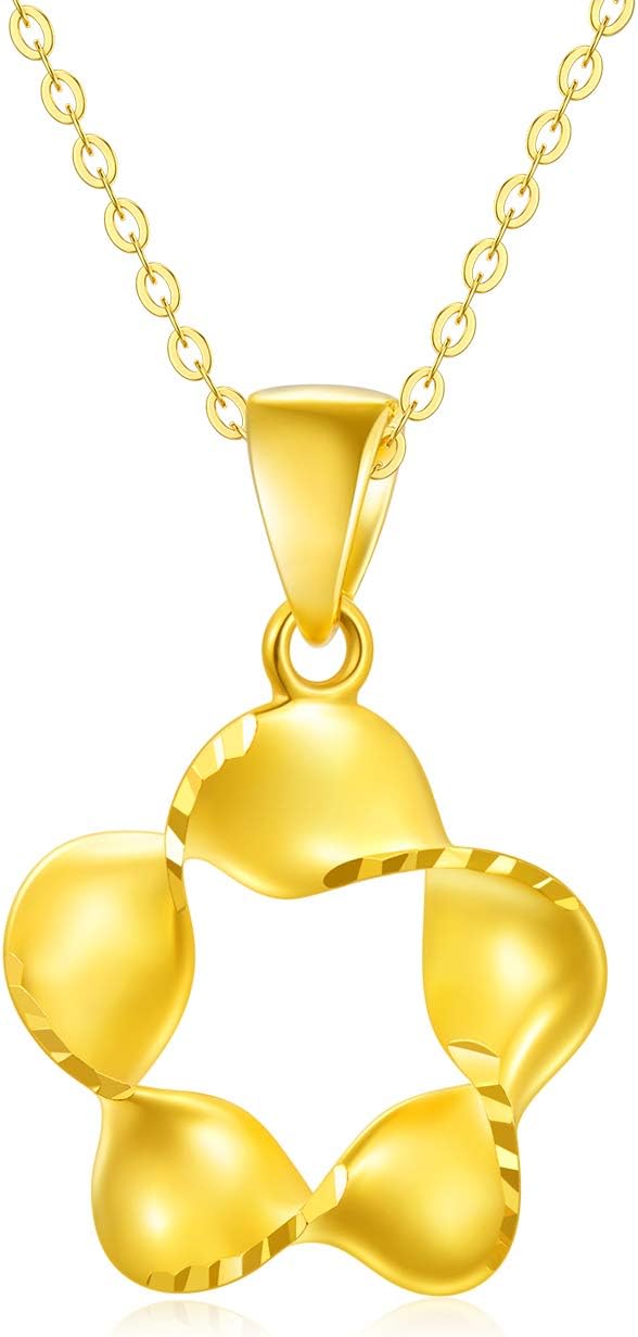 18K Yellow Gold Infinity Necklace for Women, Real Gold Twisted Flower Pendant Jewelry Simple Minimalist Jewelry Anniversary Present for Mom, Wife
