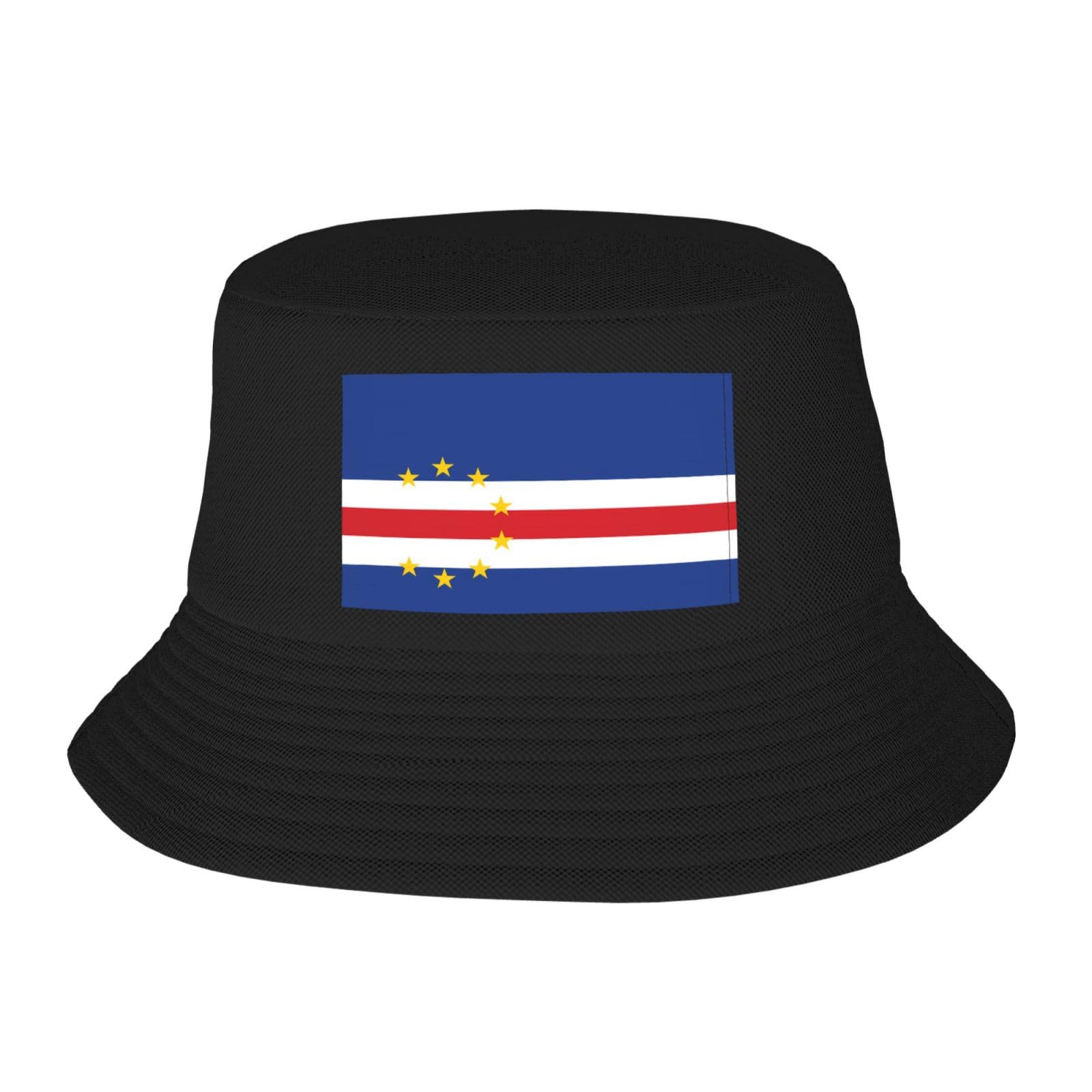 Adult Bucket Hat Print Sun Protection Cap Sunshade Cotton Summer Beach Flag of Cape Verde Unisex Fishing Cap