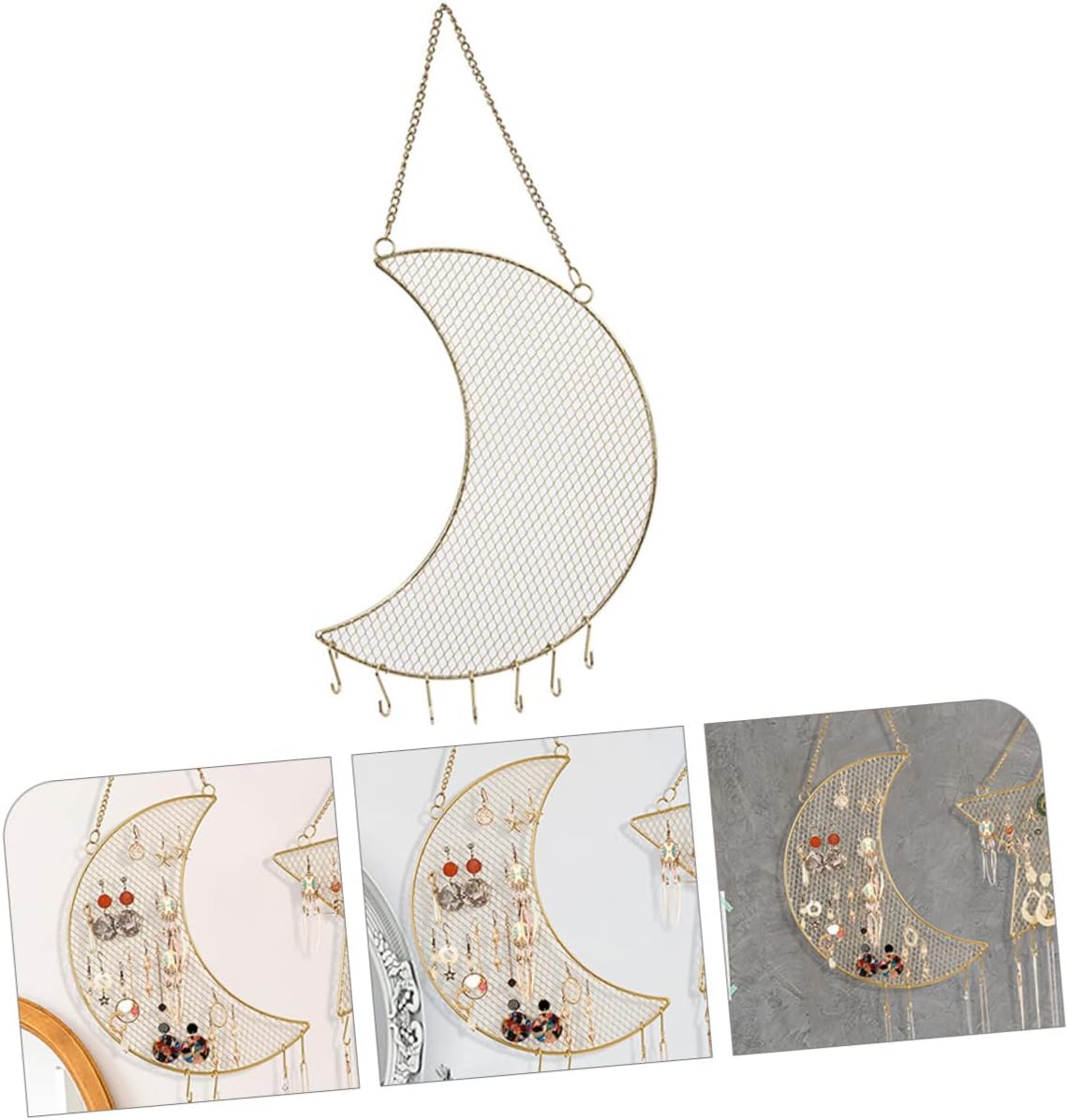 2pcs Grid Jewelry Rack hanging jewelry organizer earring organizer hanging earring stud organizer earring holder organizer earring grid display rack iron accessories earrings (Goldenx5pc