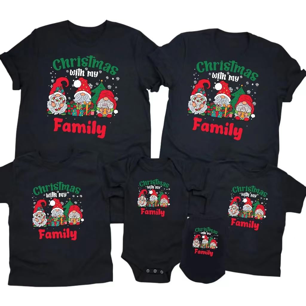 CONTEANER Merry Christmas Family Shirt,Matching Couples Xmas Graphic Tops