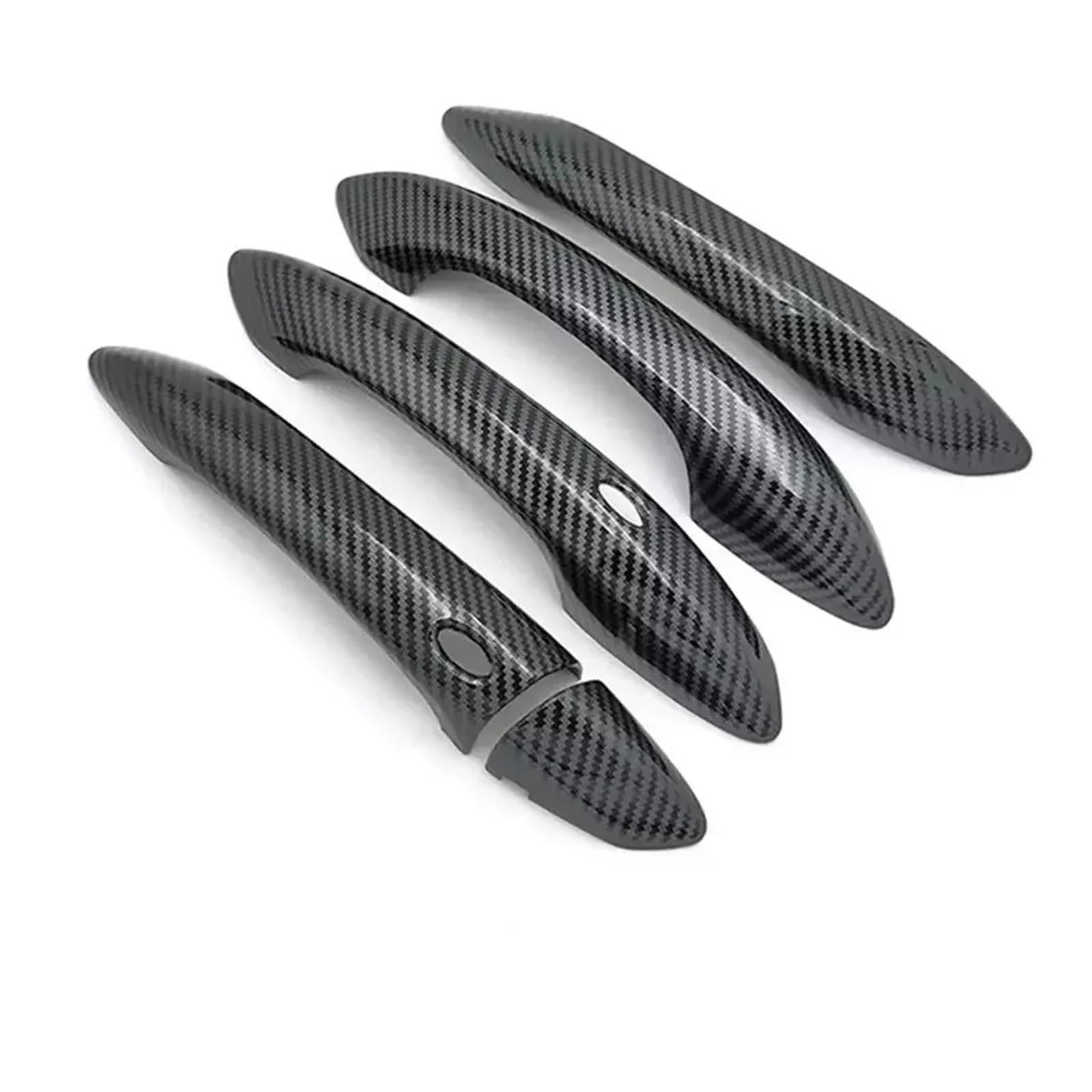 Sauanmnktp Carbon Fiber Black Exterior Door Handle For Car For Hyundai For Tucson 2022 2023 Lhd Car Carbon Fiber Chrome Exterior Door Handle Moulding Cover Trim Decoration Abs(Carbon Fiber Black)