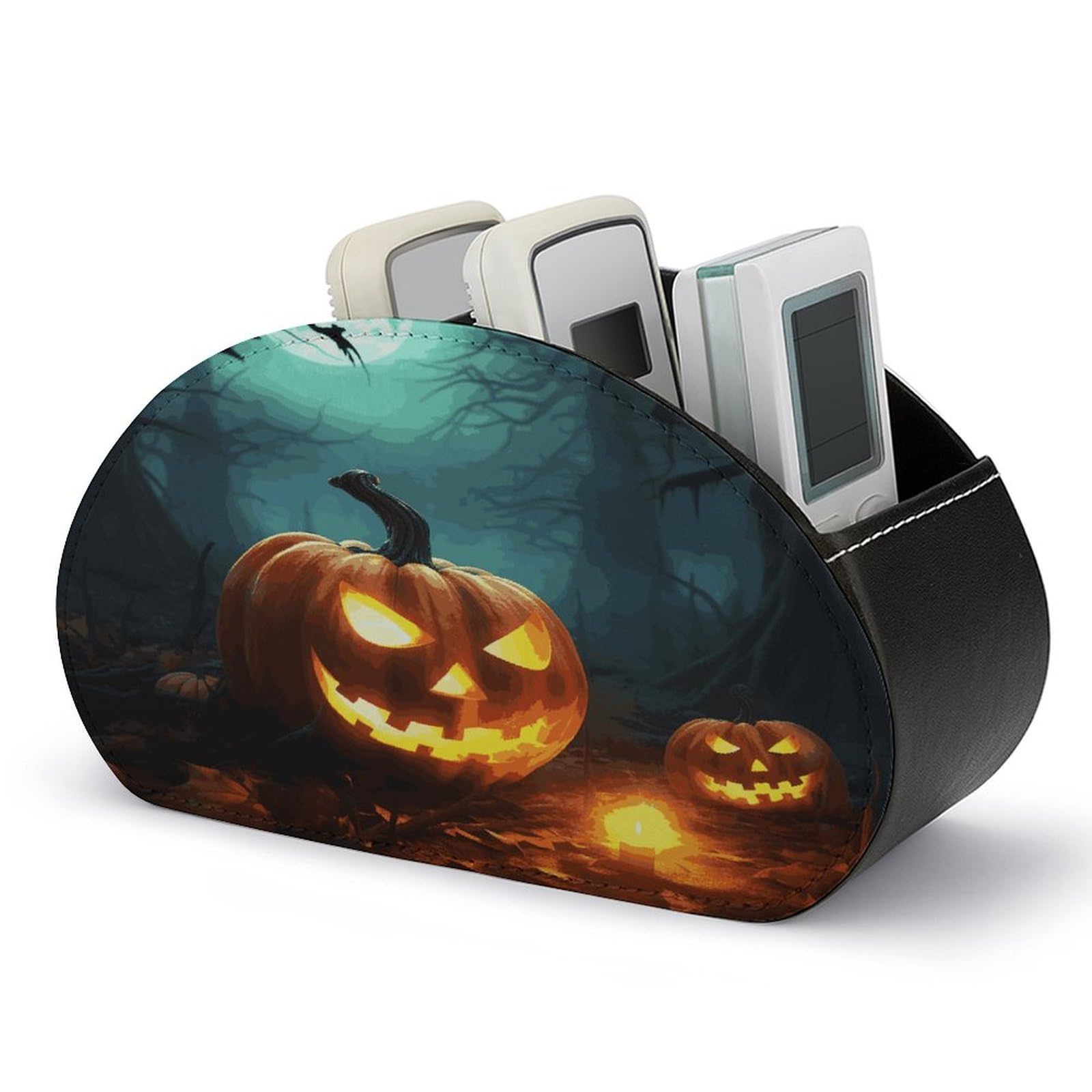Btcowzrv Style Happy Halloween Pumpkins Remote Control Holder With 5 Compartments