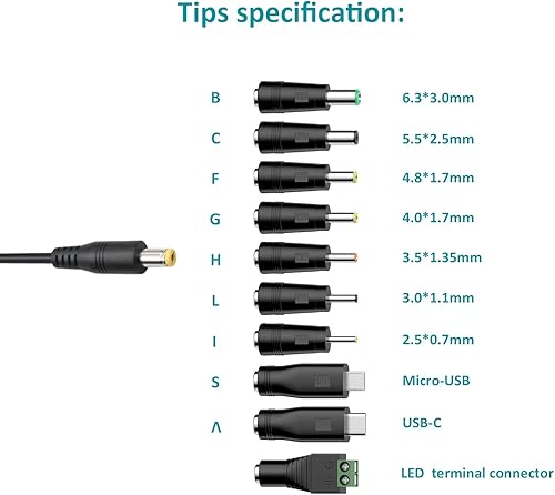 Miniatura 3 de Fuente de alimentación universal de 45 W 15 V 13.5 V 12 V 9 V 7.5 V 6 V 5 V CC, cable de alimentación de repuesto para adaptador de CA de