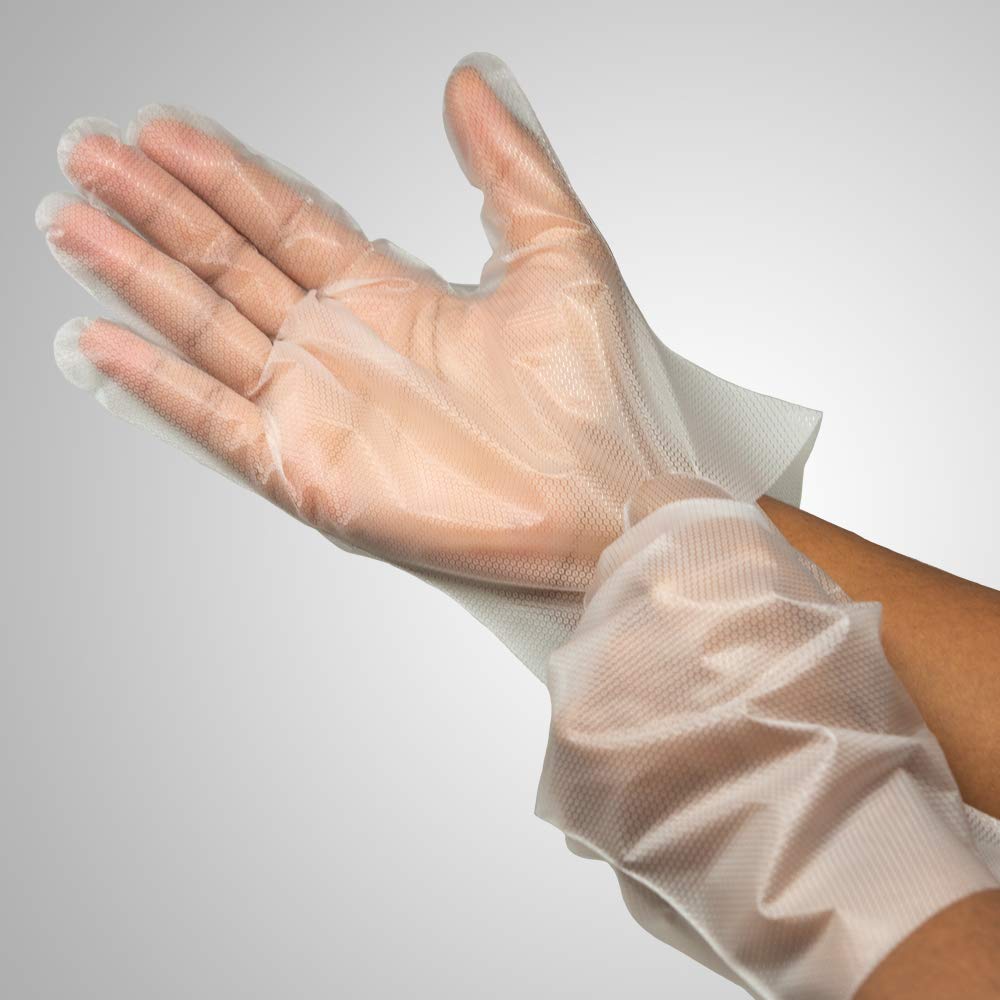 TRONEX Premium Stretch Synthetic Hybrid Poly Disposable Gloves for Food Handling, Cleaning - Clear PE Gloves (1000, Extra Large)