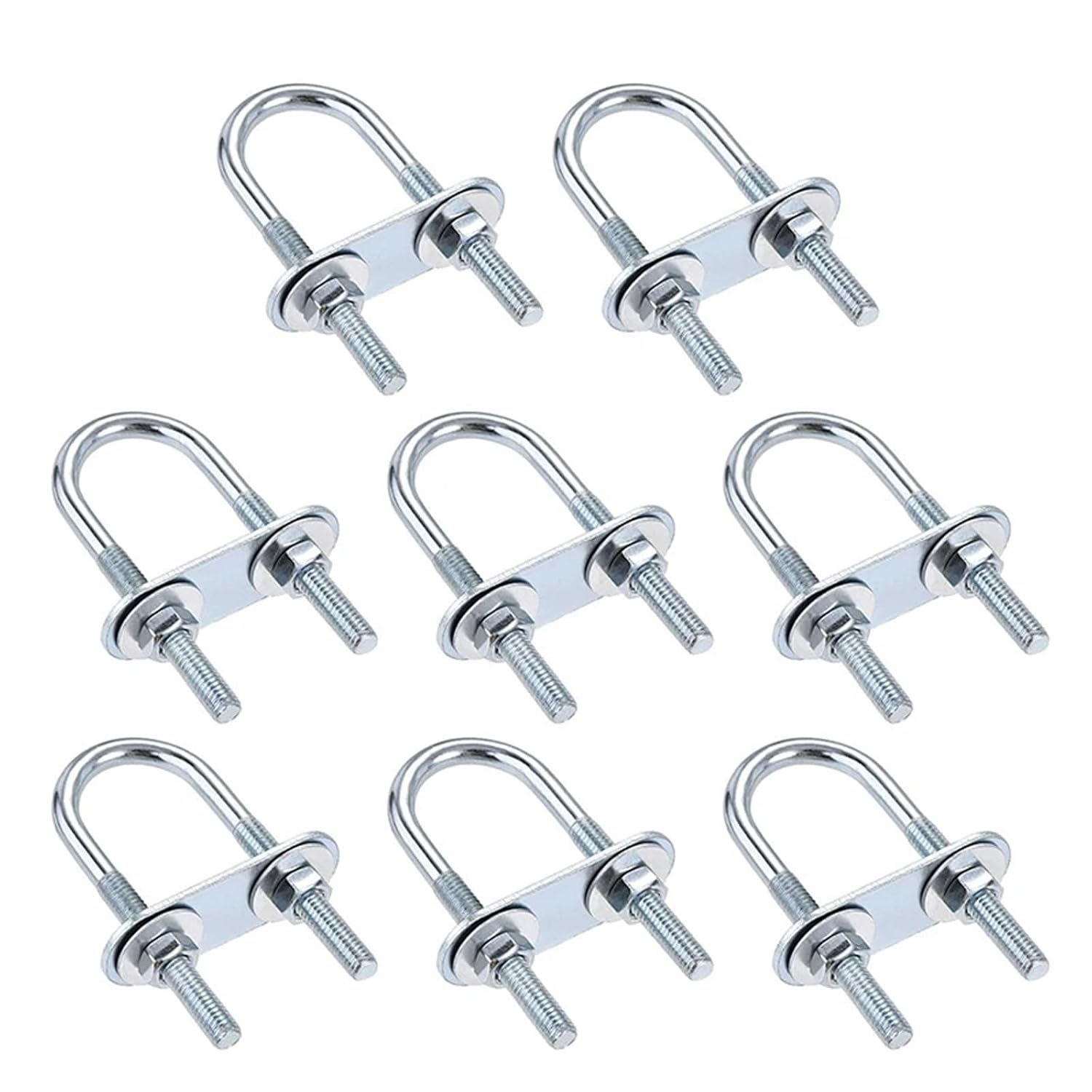 U Bolts 16 Sets M6 Steel Round U Pipe Clamps U Screw Fasteners with Nut Plate Washer for Ski Boat, Fishing Boat(M6x16mmx46mm)